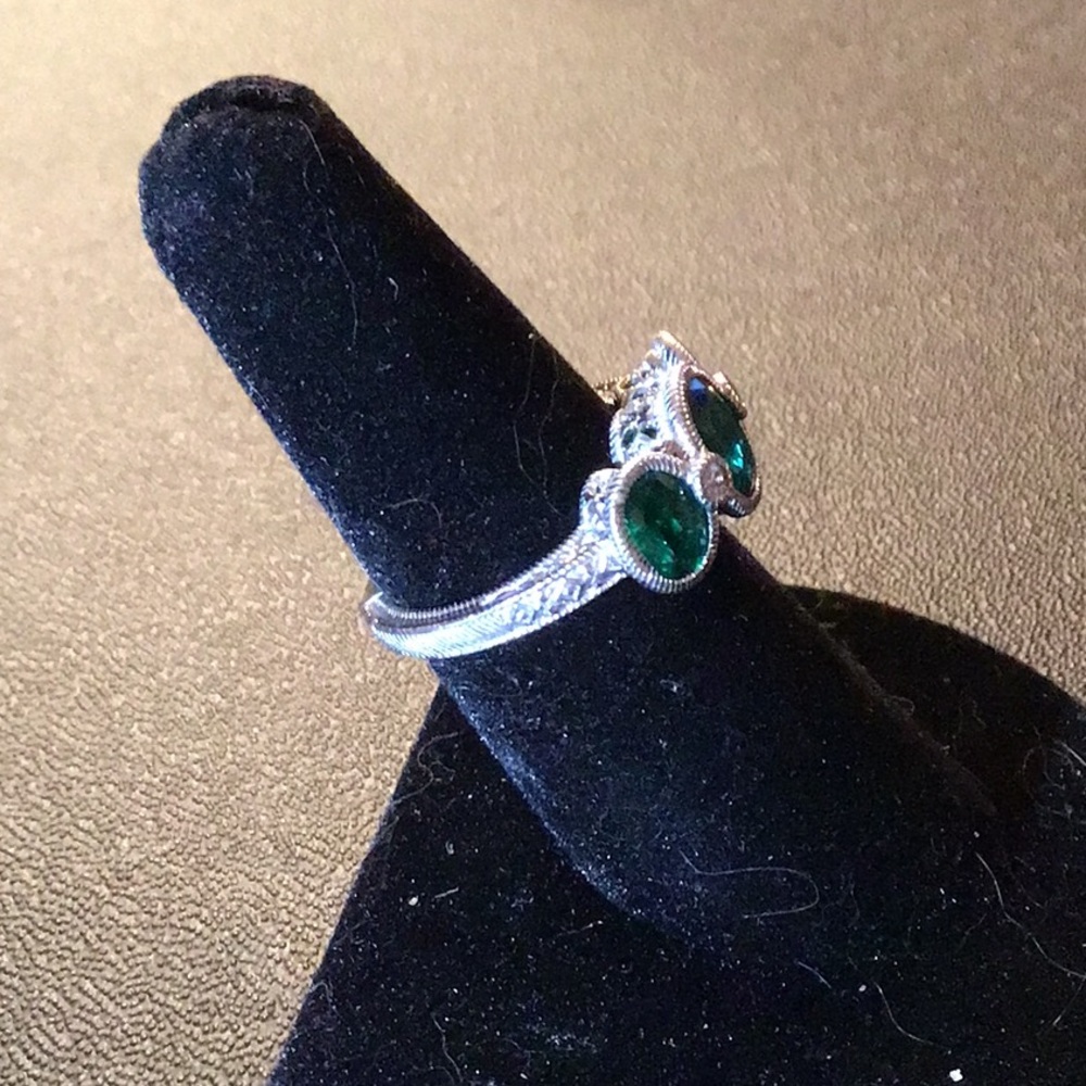 JUDITH RIPKA CHROME DIOPSIDE AND DIAMONIQUE RING - Picture 3 of 9